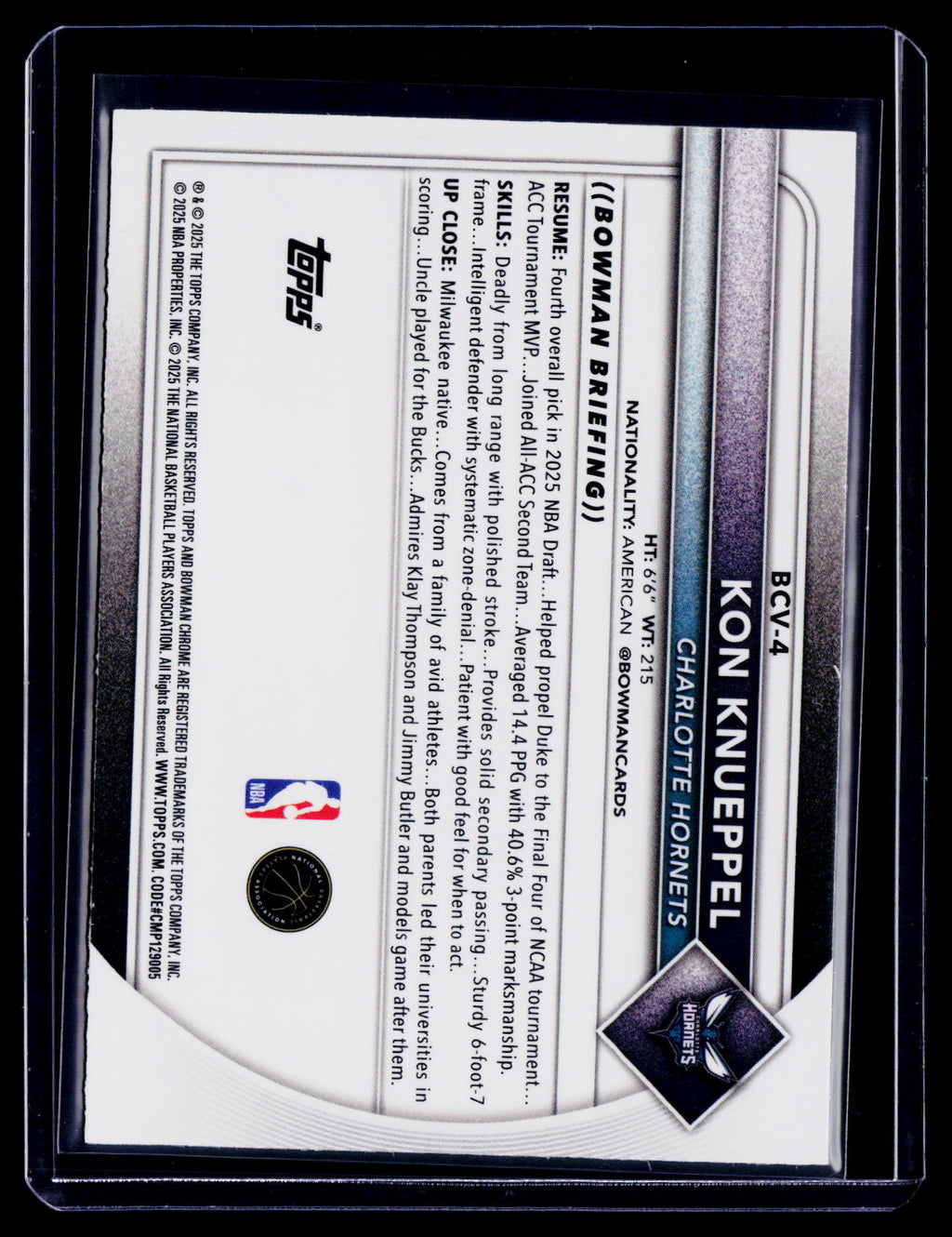 2025 Topps Bowman Mega Box Kon Knueppel Rookie Navy 165/175 RC