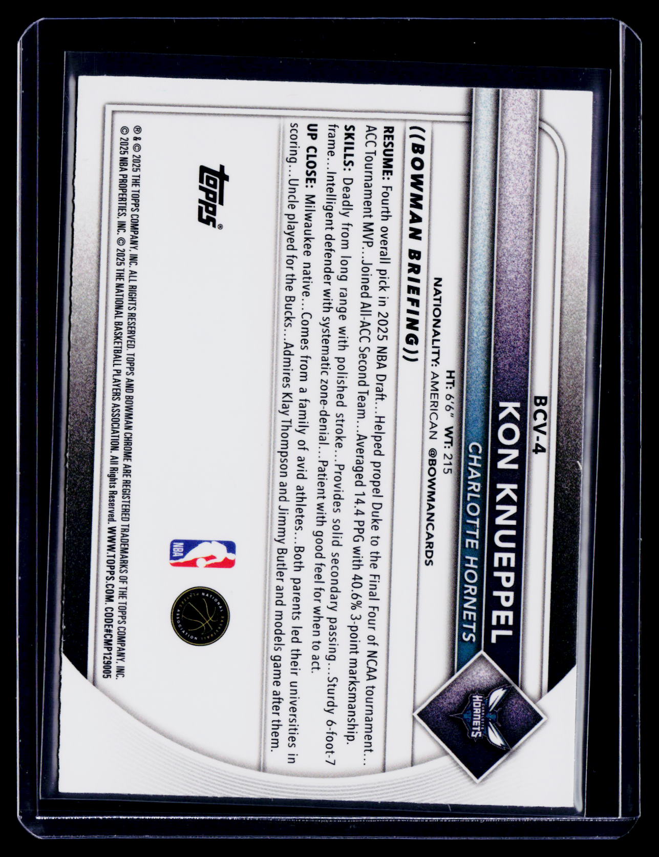 2025 Topps Bowman Mega Box Kon Knueppel Rookie Navy 165/175 RC