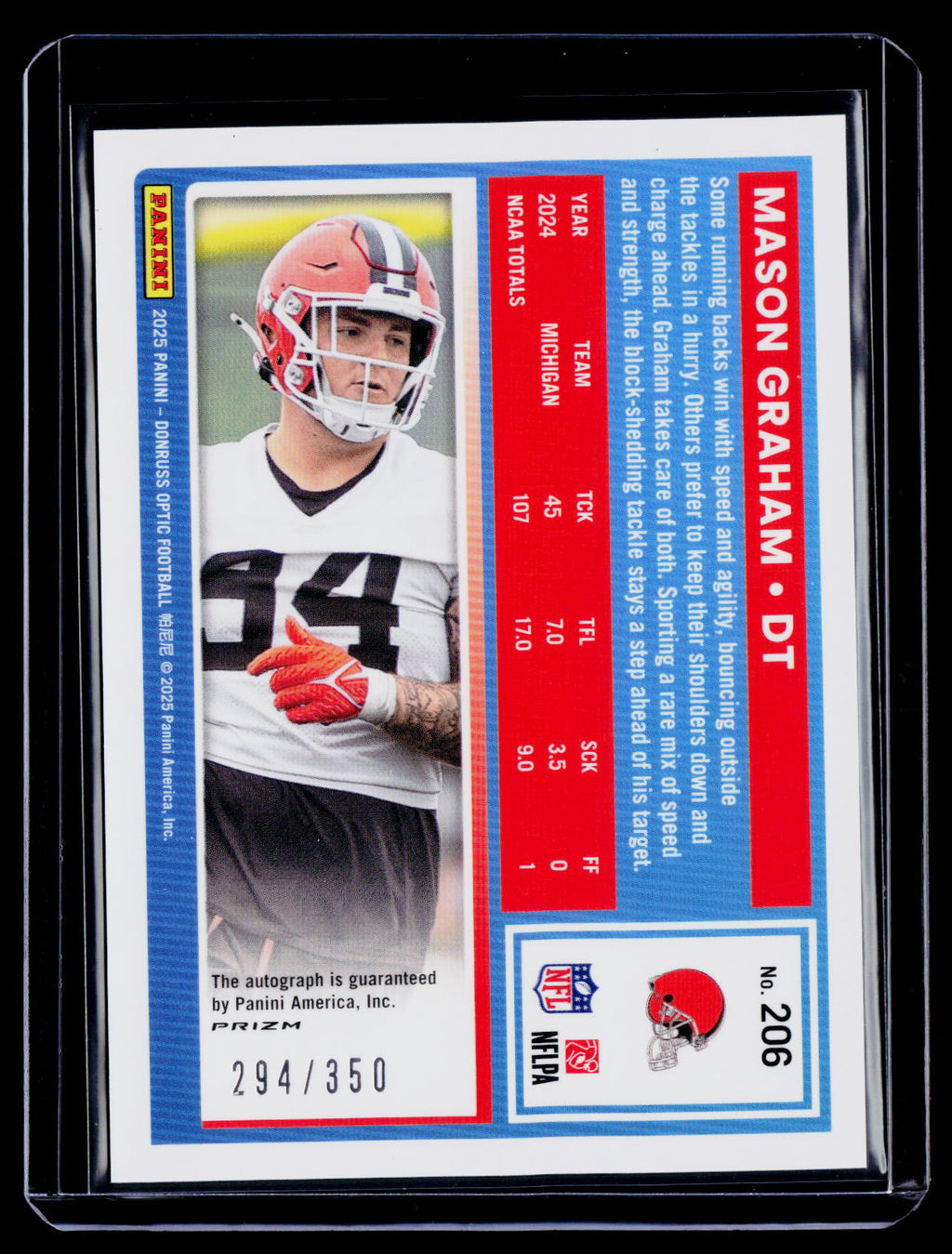 2025 Donruss Optic Mason Graham Rookie Auto 294/350 RC