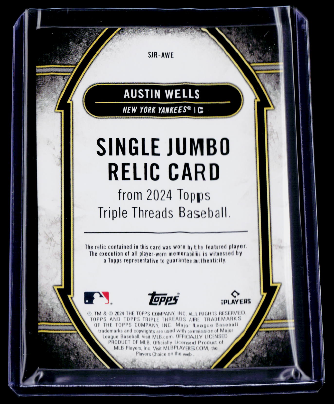 2024 Triple Threads Austin Wells Blue Rookie Patch 3/3 RC