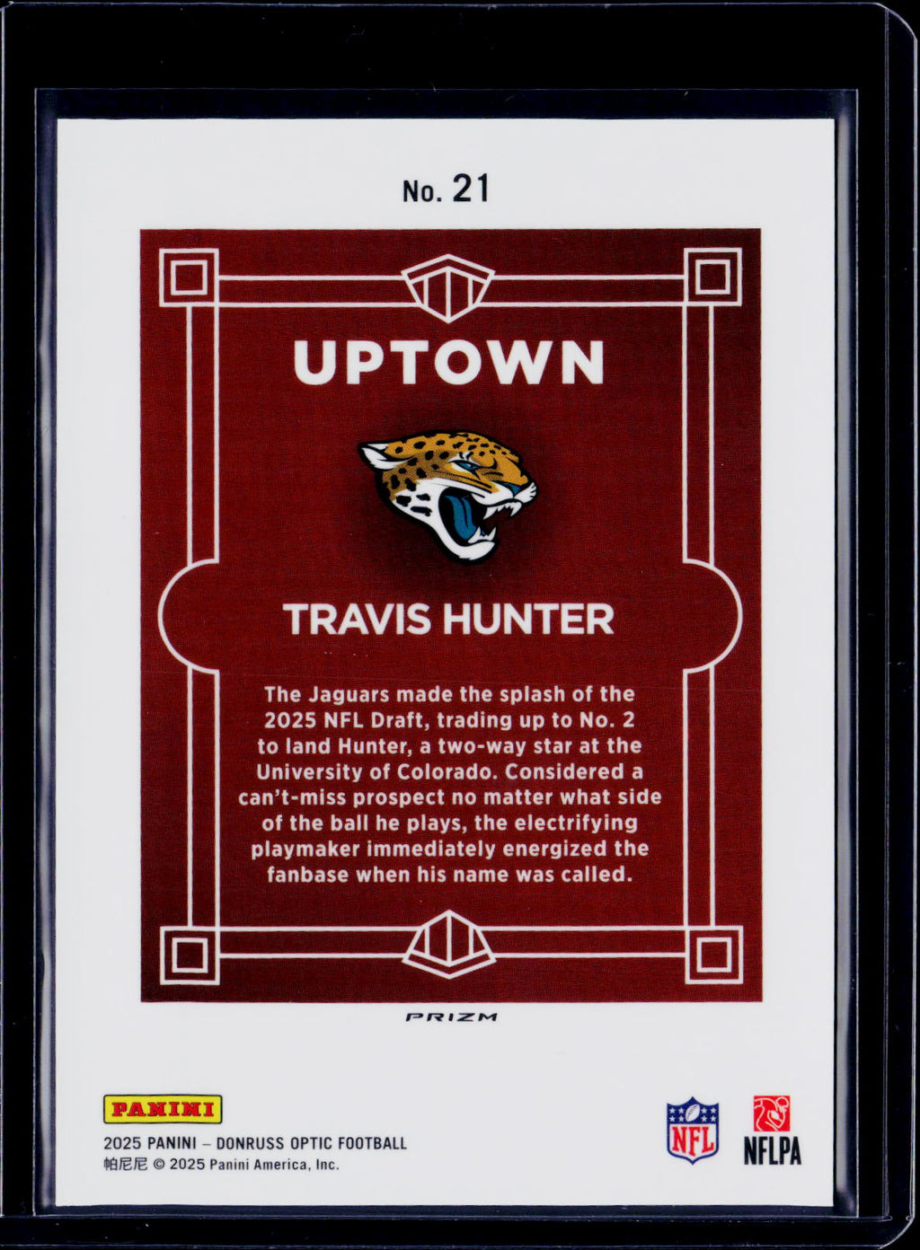 2025 Donruss Optic Travis Hunter Uptowns