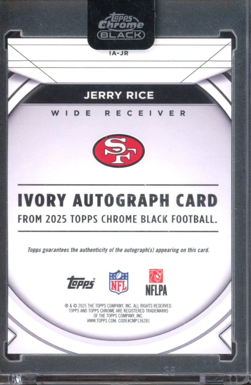 2025 Topps Chrome Black Jerry Rice Ivory Auto Orange /25