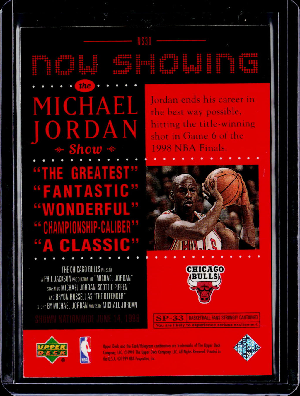1999 Upper Deck Michael Jordan Now Showing