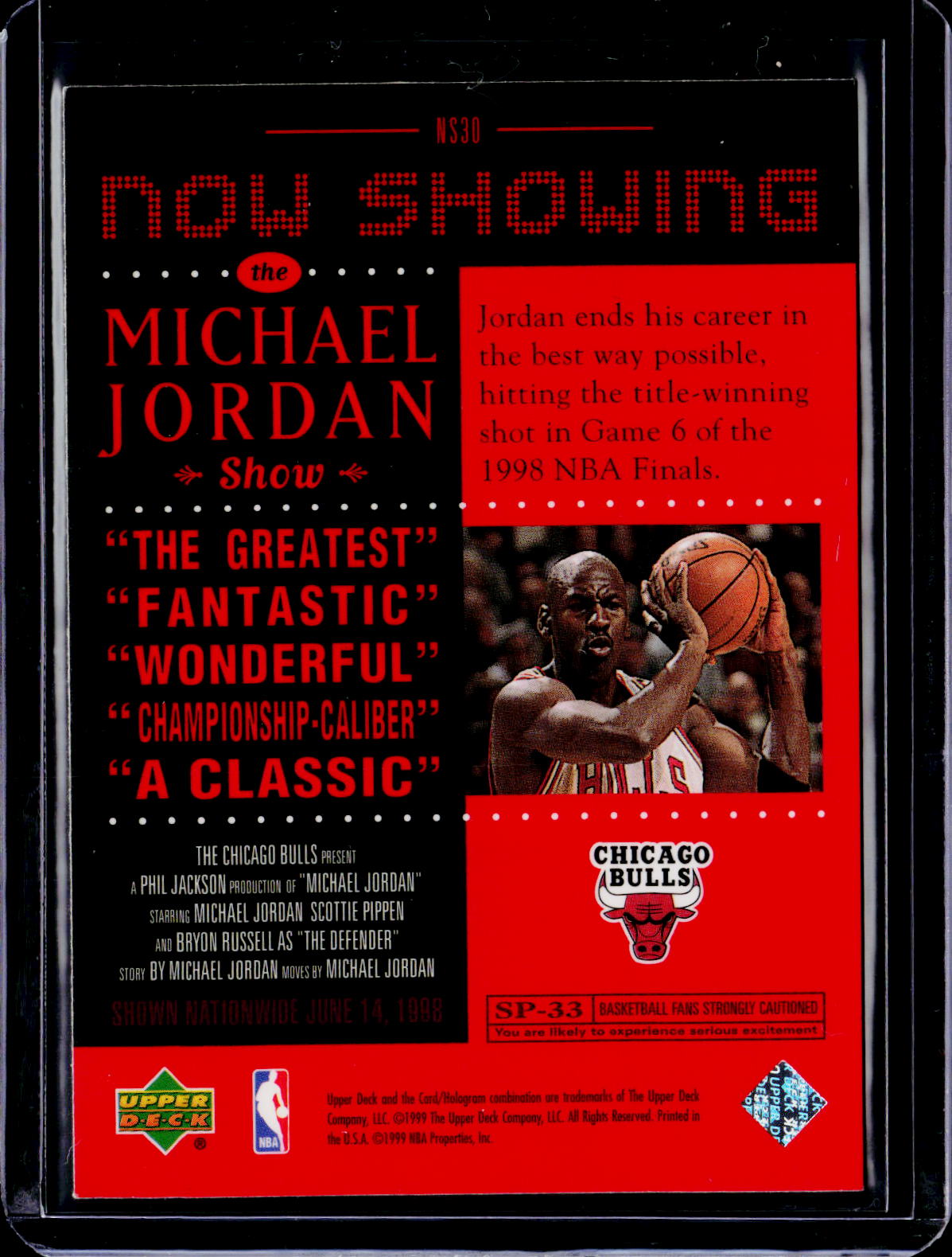 1999 Upper Deck Michael Jordan Now Showing