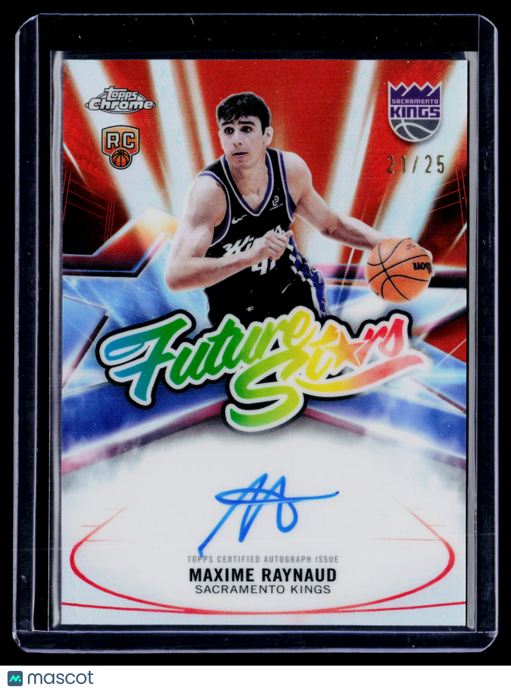 2025 Topps Chrome Update Maxime Raynaud Orange Refractor Future Stars Auto 21/25