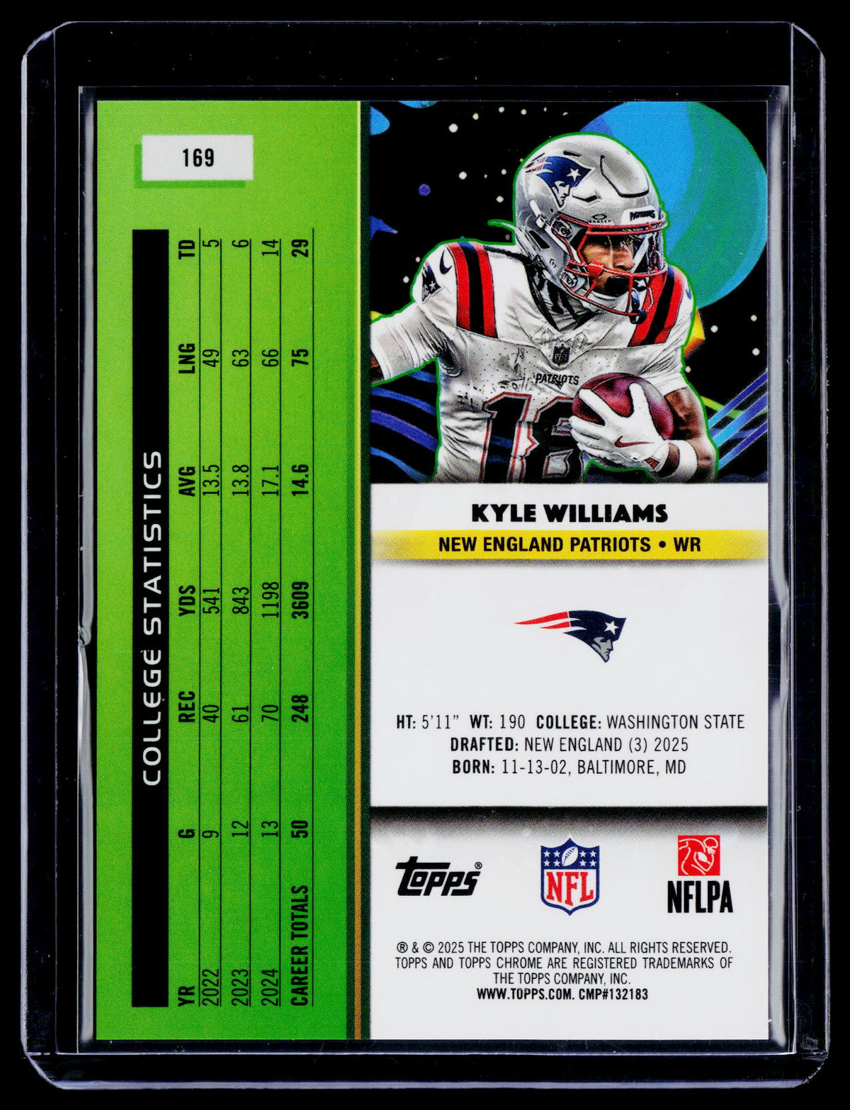 2025 Topps Chrome Cosmic Kyle Williams Rookie Purple Nebula 134/150 RC
