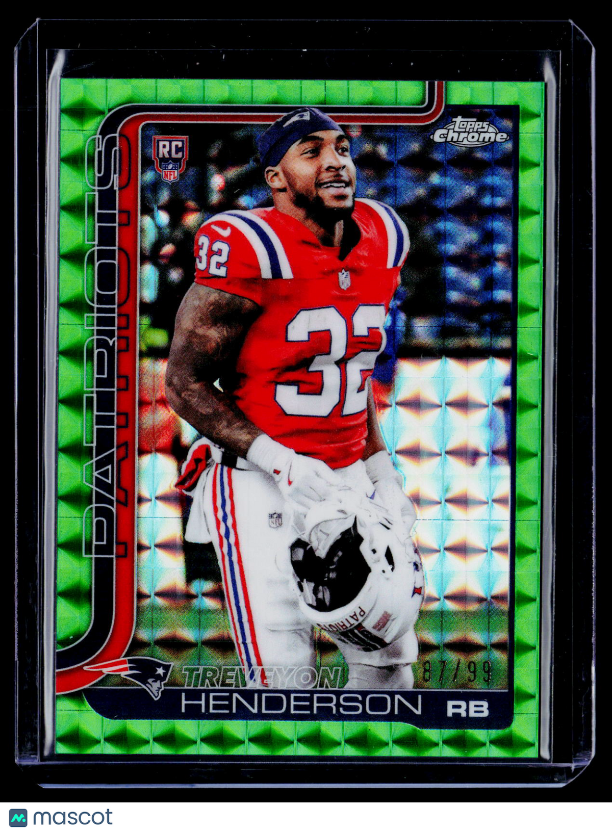 2025 Topps Chrome TreVeyon Henderson Rookie Green Geometric Image Variation 87/99 RC