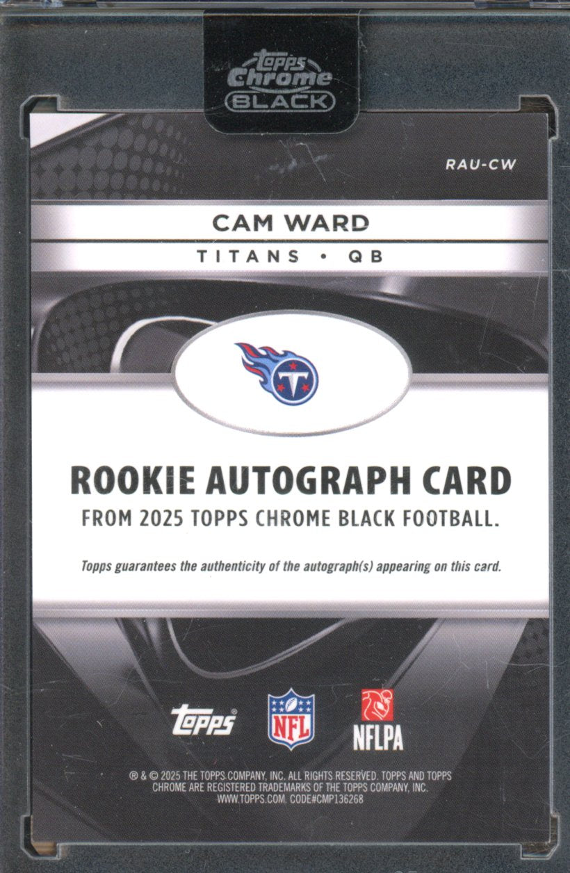2025 Topps Chrome Black Cam Ward Rookie Purple Mini Diamond Auto 38/75 RC