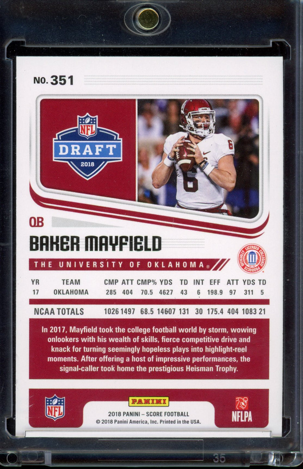 2018 Score Baker Mayfield Gold Zone 31/50 RC