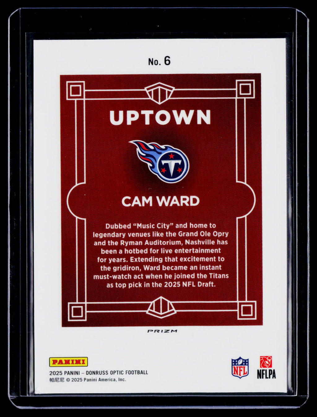 2025 Donruss Optic Cam Ward Rookie Uptown RC
