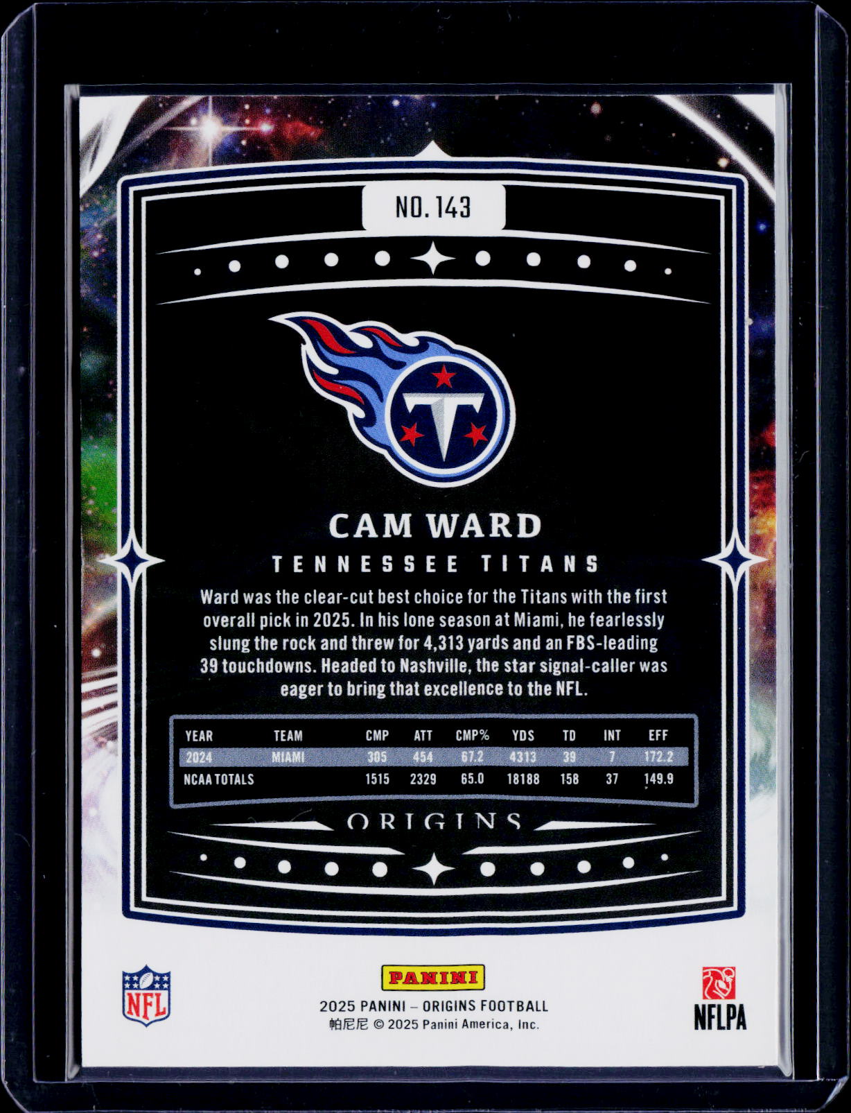 2025 Origins Cam Ward Blue 08/99 RC