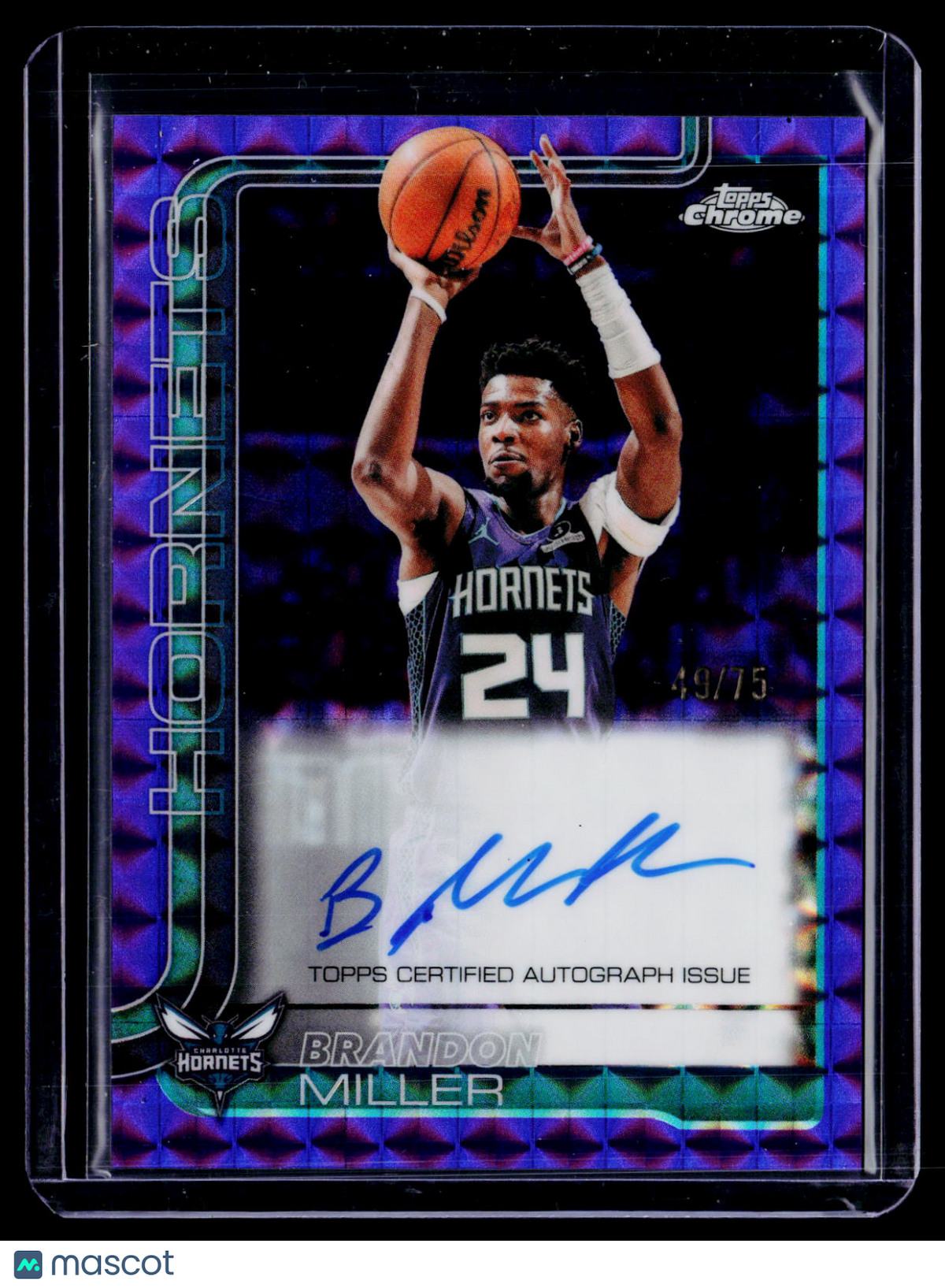 2025 Topps Chrome Update Brandon Miller Purple Geometric Auto 49/75