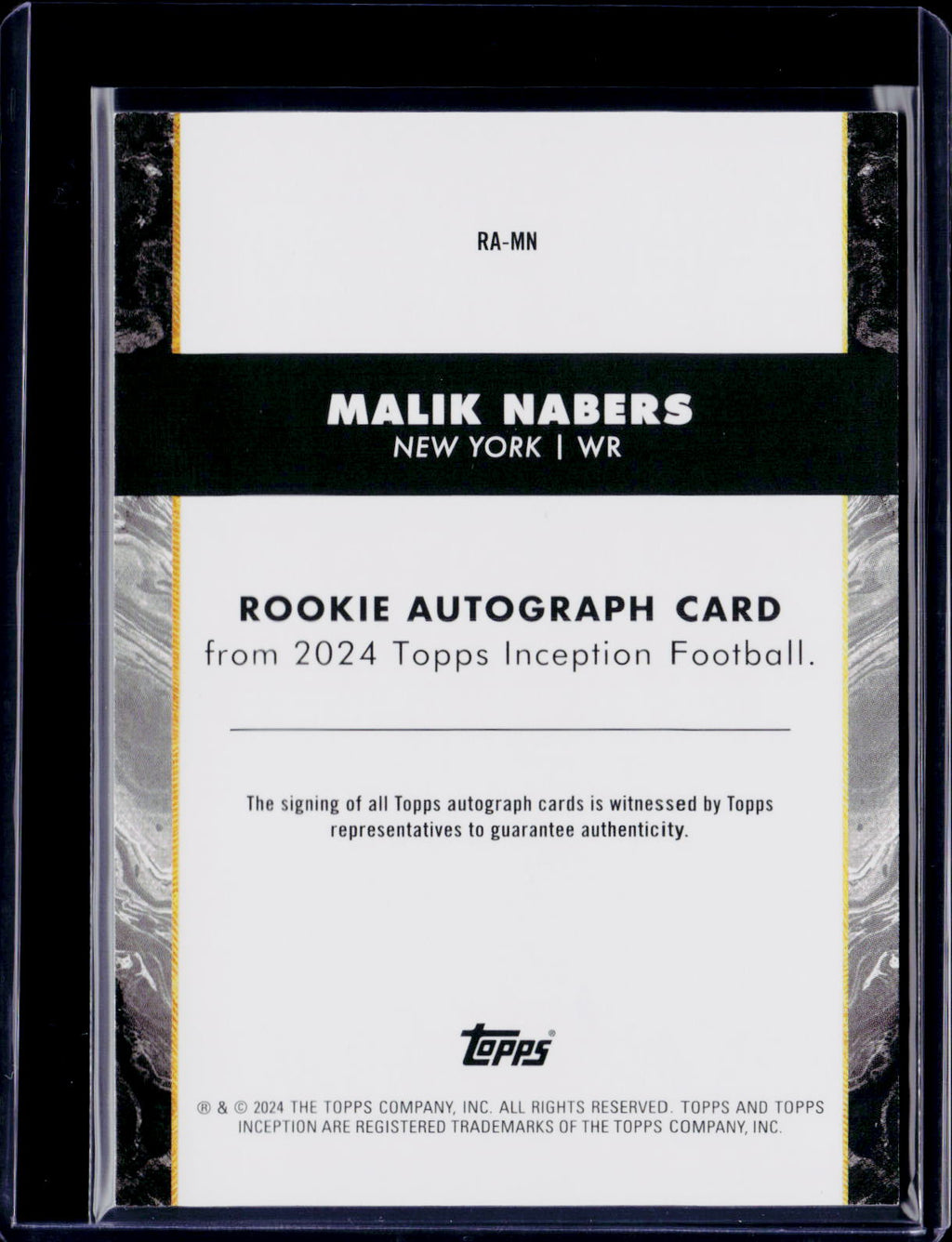 2024 Inception Malik Nabers Rookie Autogrpah