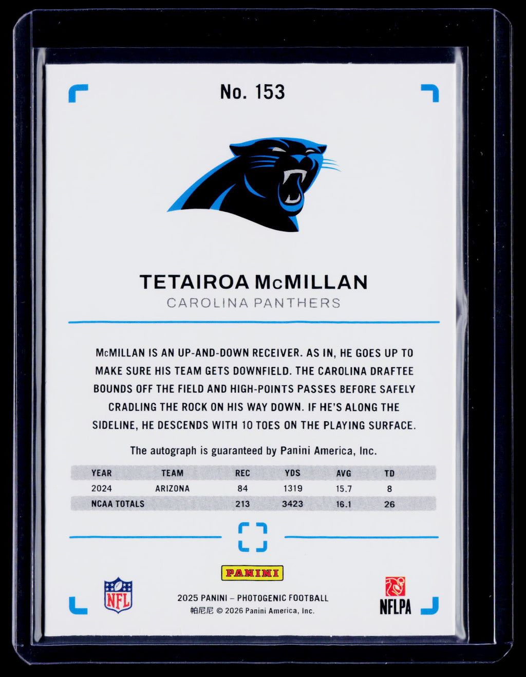 2025 Photogenic Tetairoa McMillan Rookie Auto 23/25