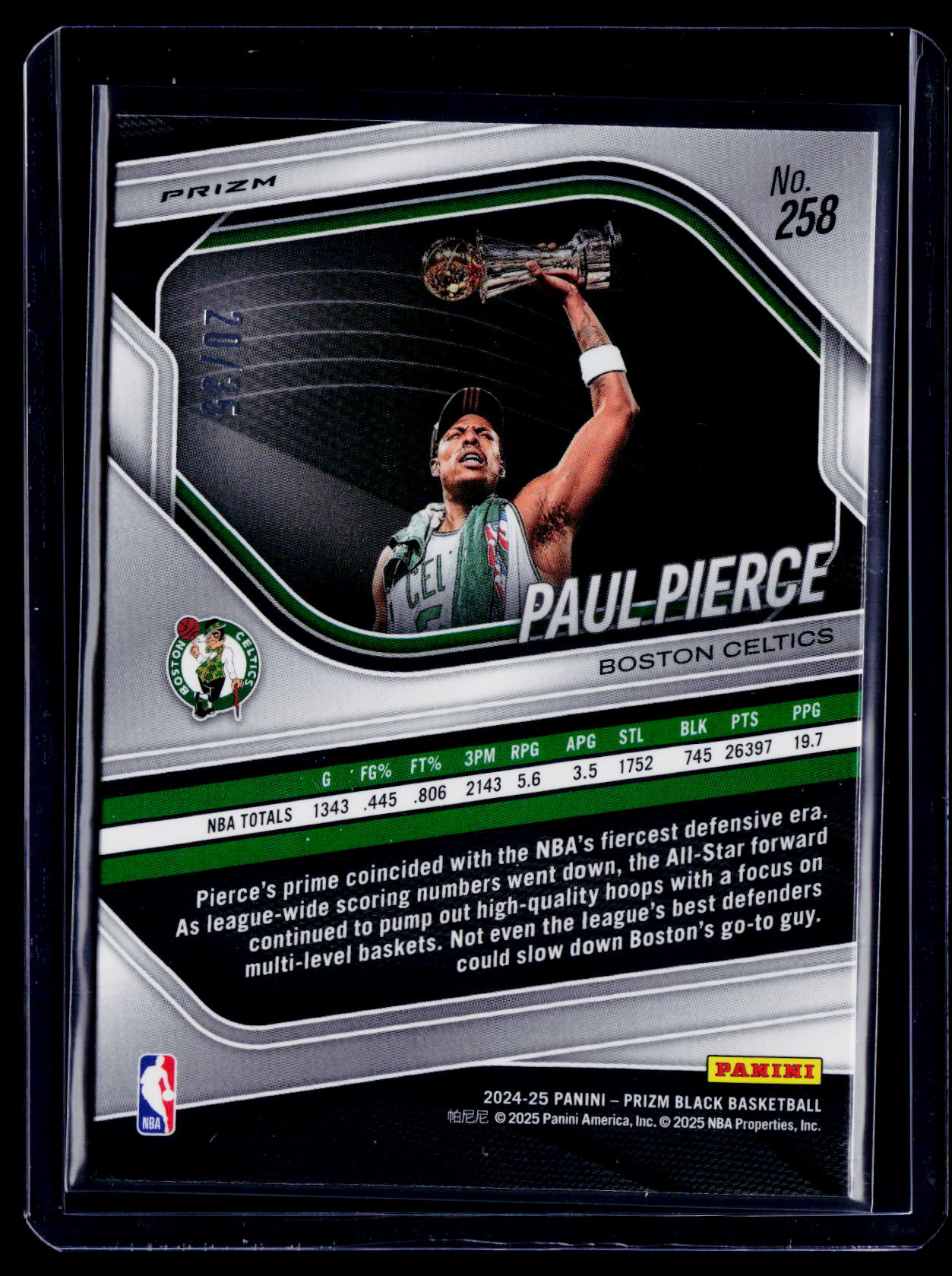 2024-25 Prizm Black Paul Pierce Blue Shimmer 20/35