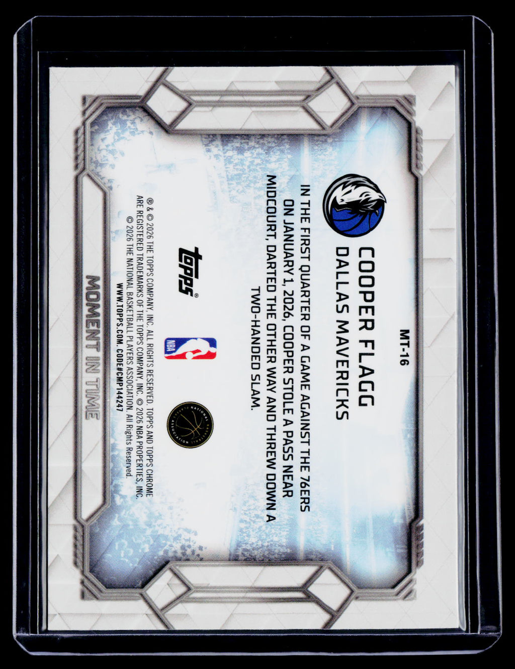 2025-26 Topps Chrome Update Cooper Flagg Rookie Moment in Time RC