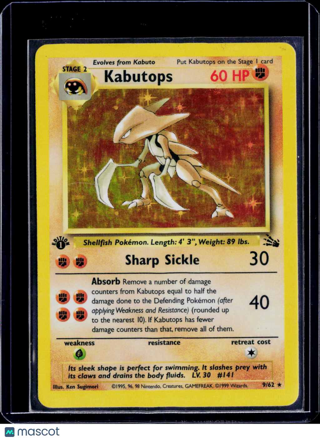 Kabutops 1st Edition Holo 9/62