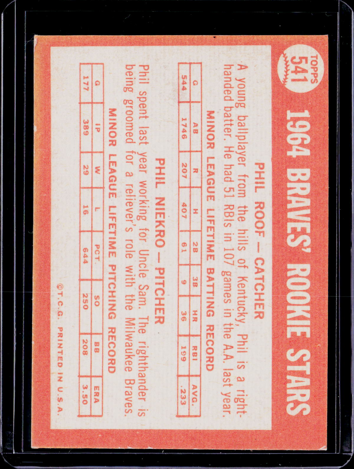 1964 Topps Phil Niekro RC SHARP