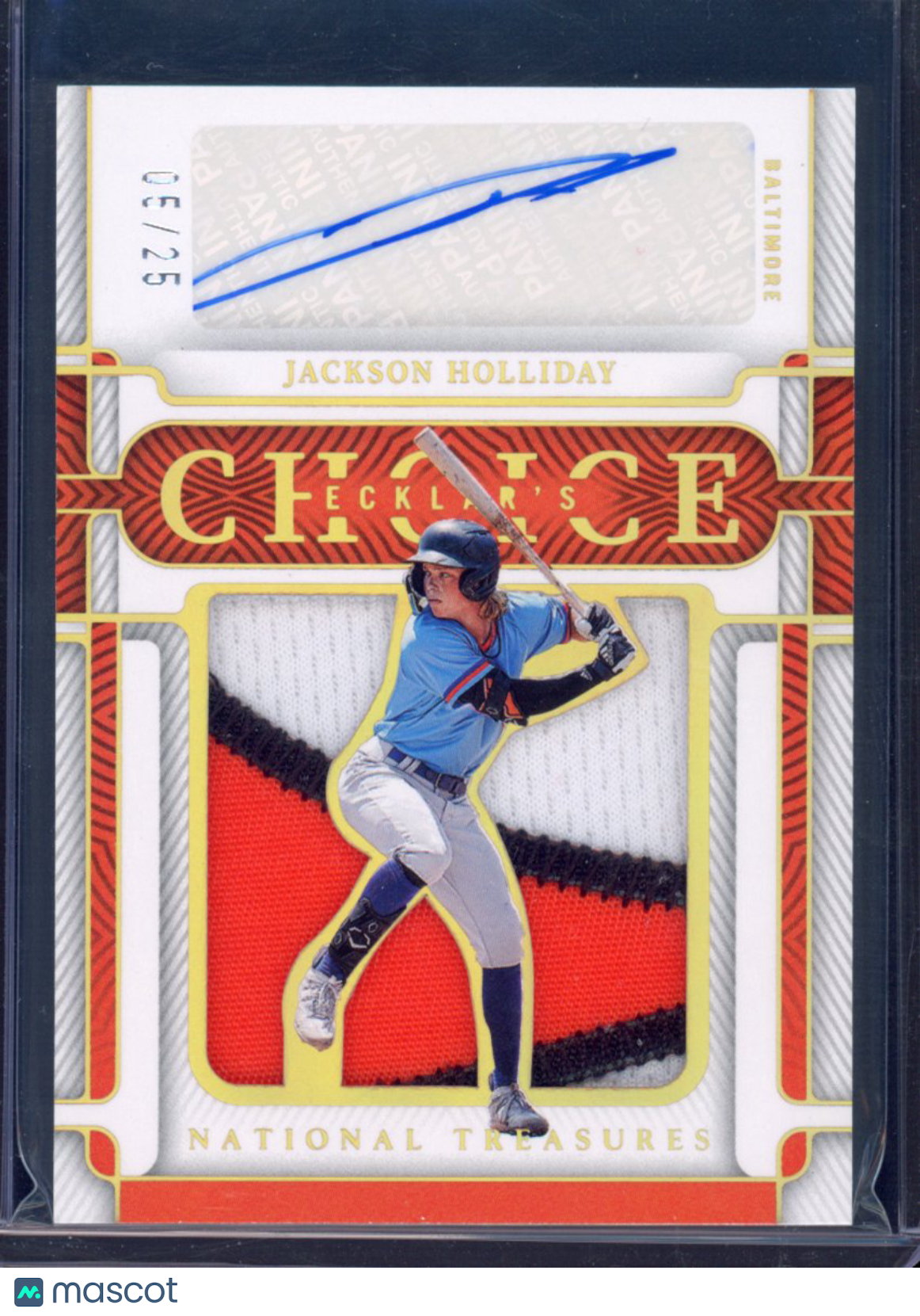2023 National Treasures Jackson Holliday Ecklar's Choice Patch Auto 05/25