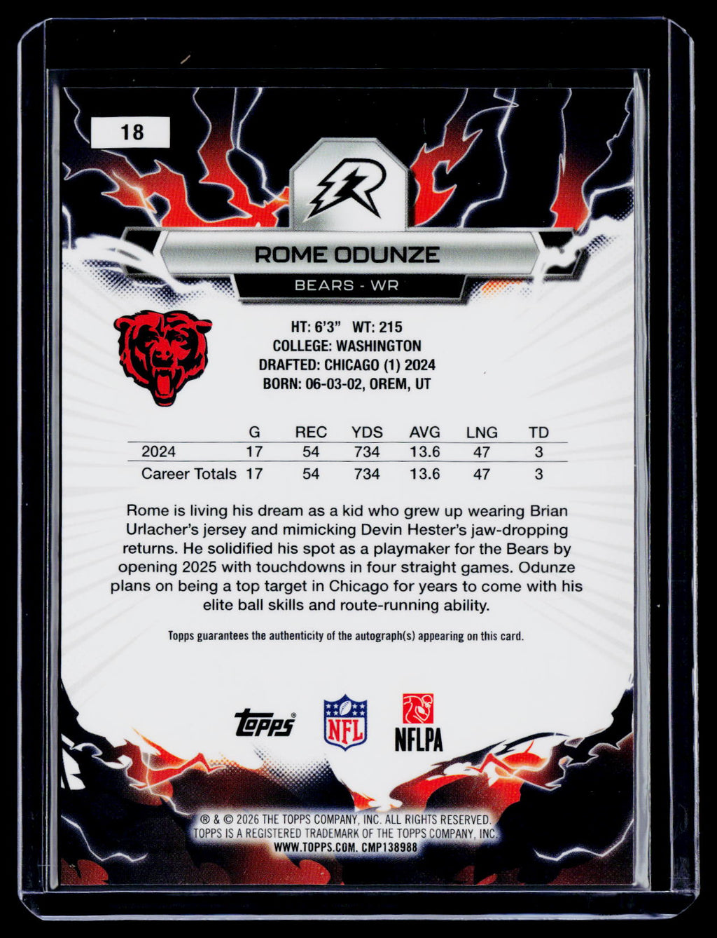 2025 Topps Resurgence Rome Odunze Silver Static Auto