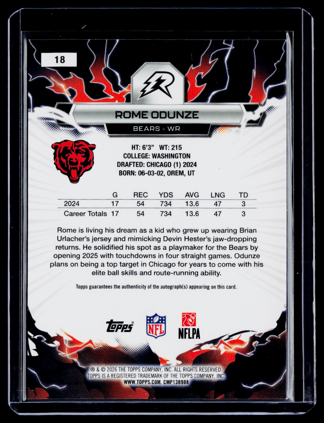 2025 Topps Resurgence Rome Odunze Silver Static Auto
