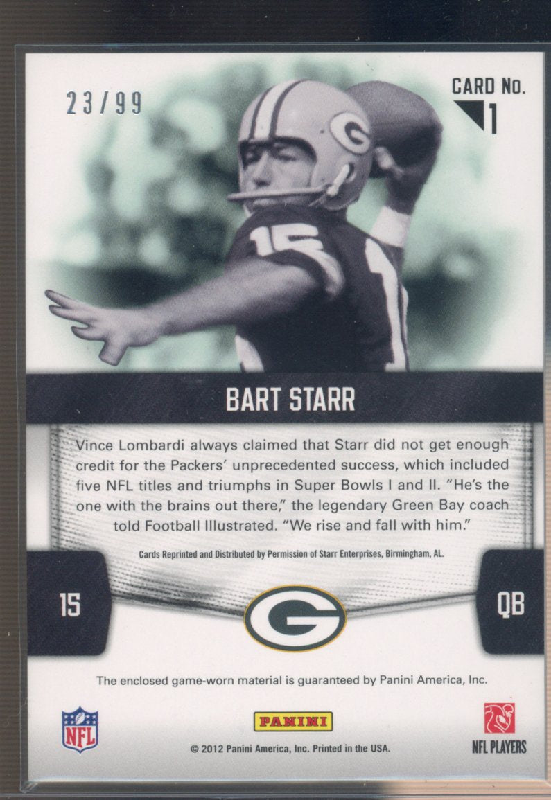 2012 Certified Bart Starr Fabric Of The Game Patch 29/99