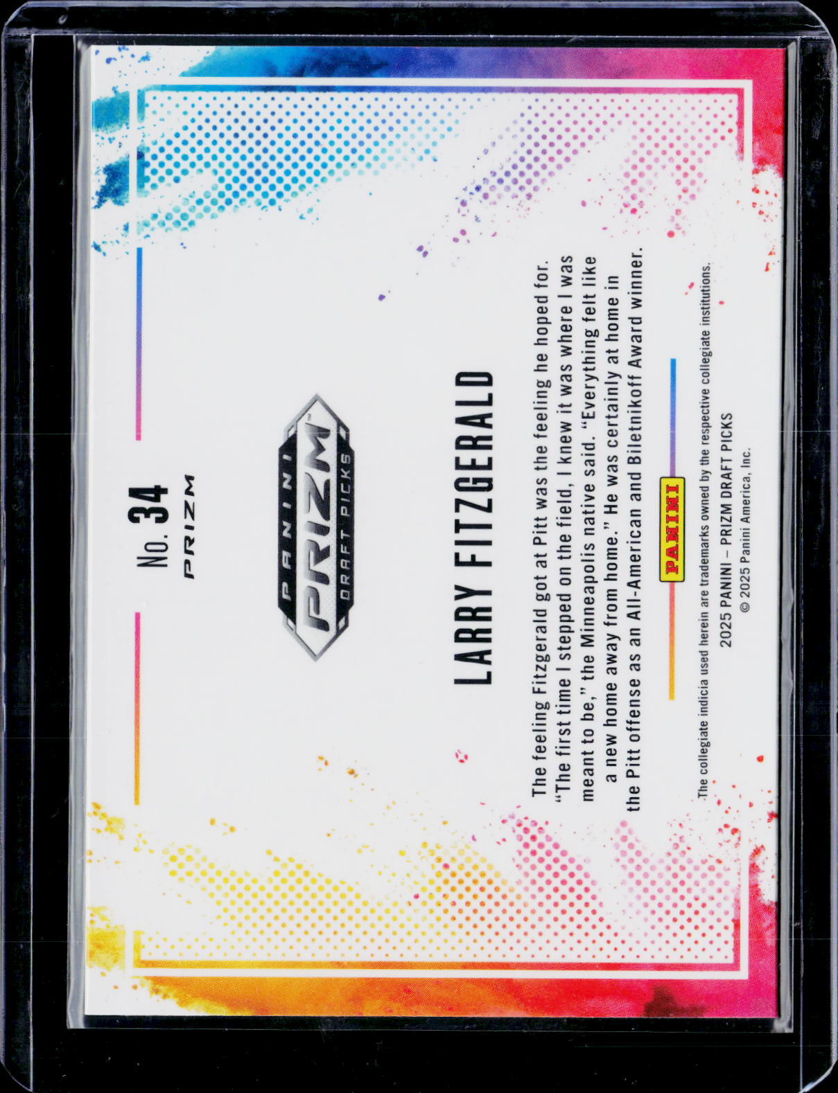 2025 Prizm Draft Picks Larry Fitzgerald Black Color Blast