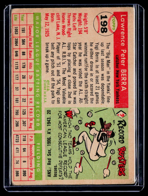1955 Topps Yogi Berra 198 Poor Condition B