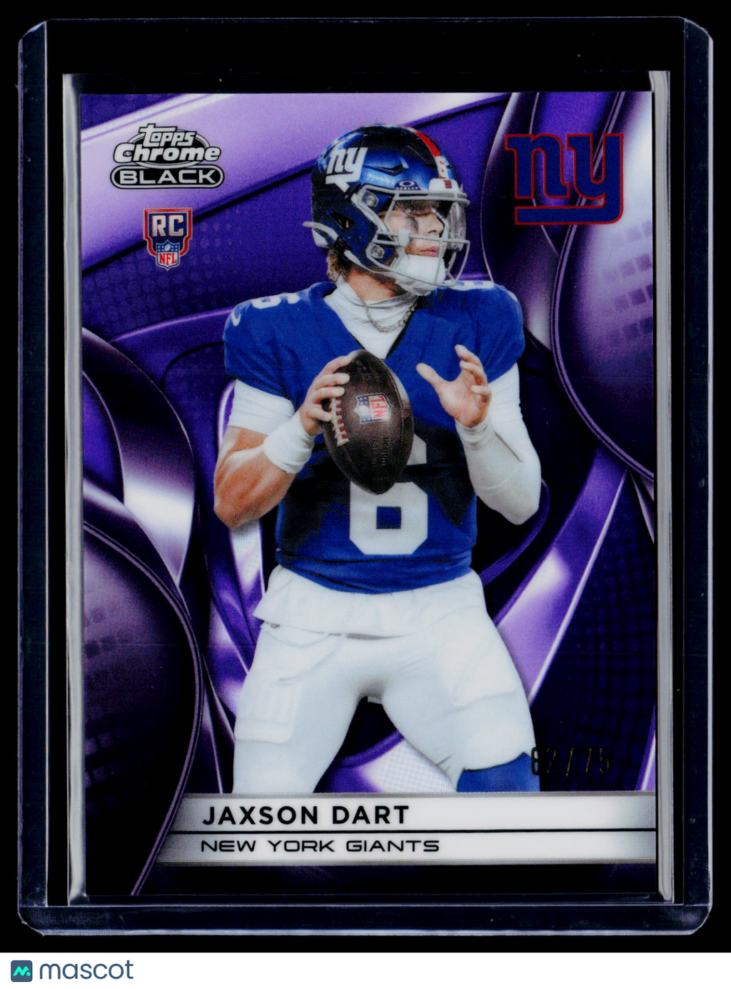 2025 Topps Chrome Black Jaxson Dart Rookie Purple Refractor 62/75 RC