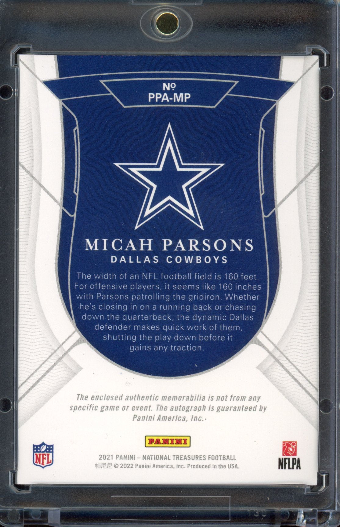 2021 National Treasures Micah Parsons Prodigy Patch Auto 79/99