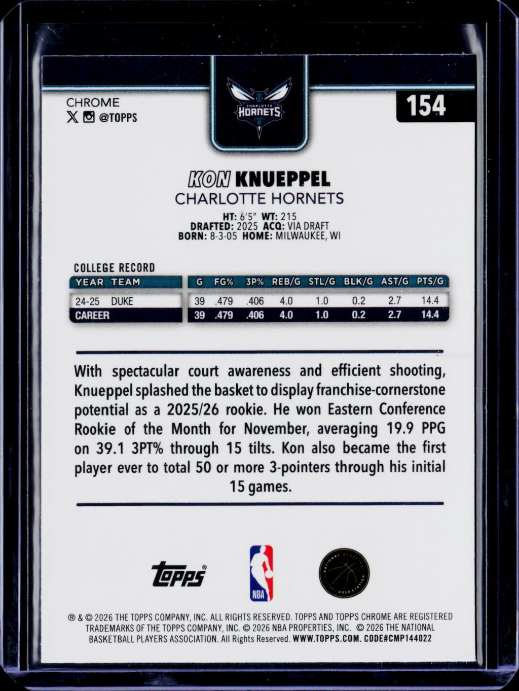 2025-26 Topps Chrome Update Kon Knueppel Red, White, and Blue