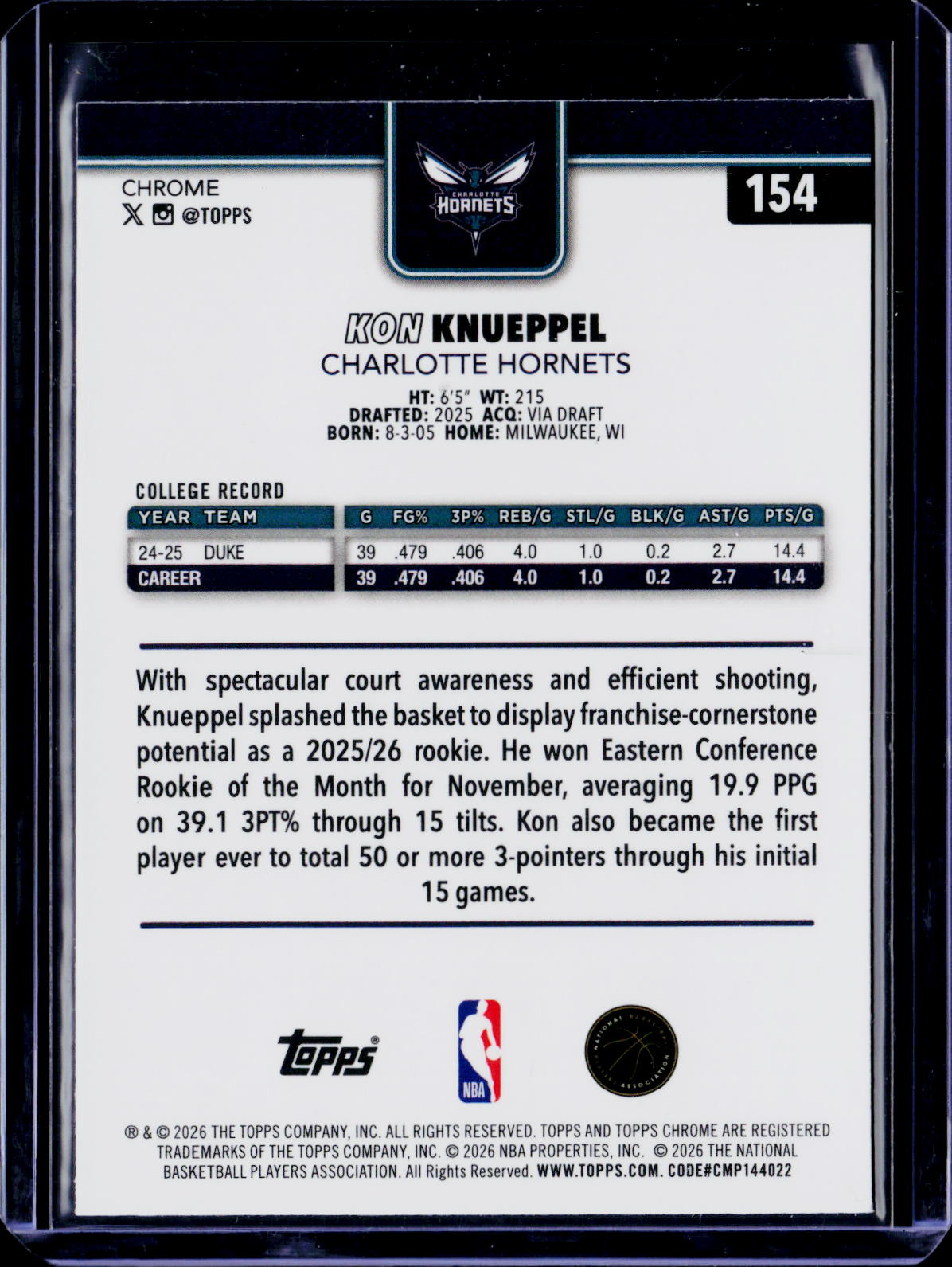 2025-26 Topps Chrome Update Kon Knueppel Red, White, and Blue