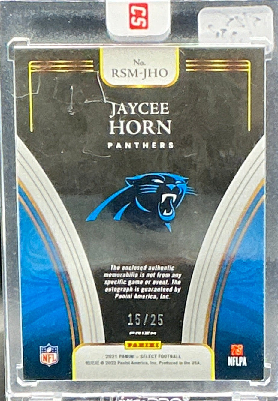 2021 Panini Select Jaycee Horn Player Worn Patch 15/25