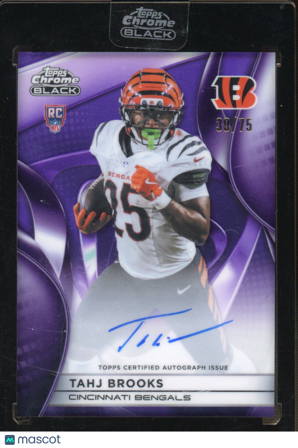 2025 Topps Chrome Black Tahj Brooks Rookie Purple Auto 30/75 RC