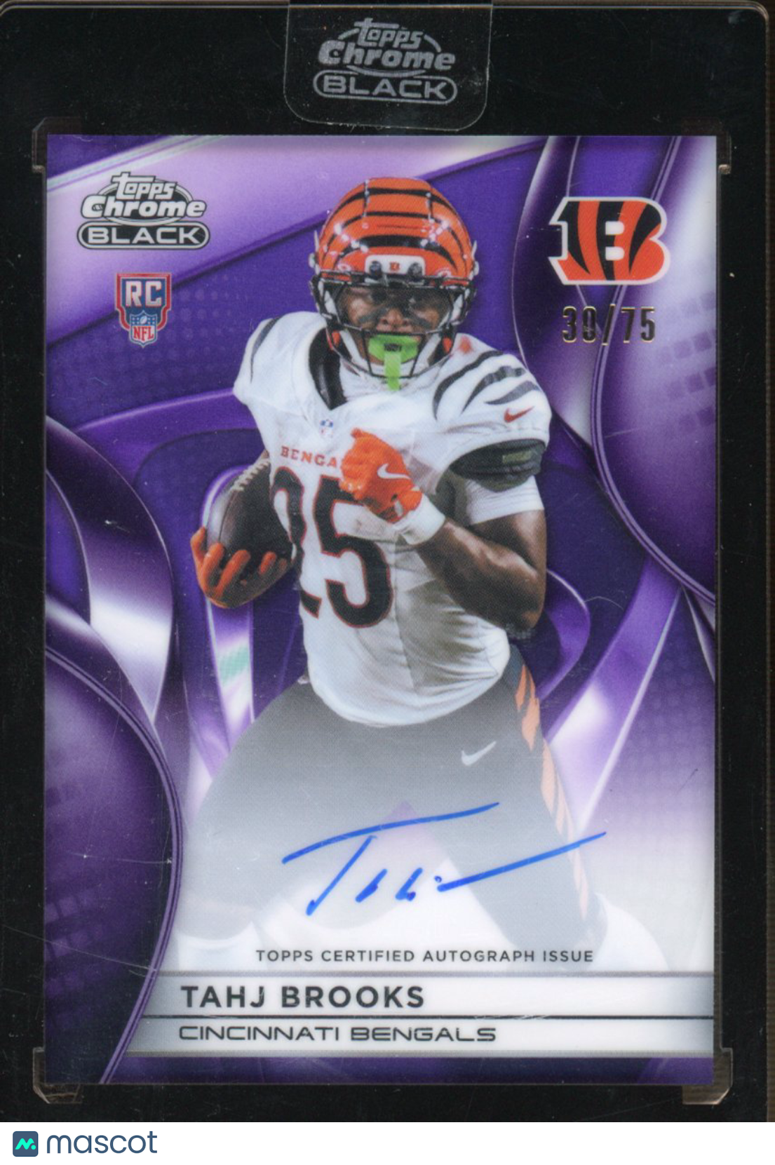 2025 Topps Chrome Black Tahj Brooks Rookie Purple Auto 30/75 RC