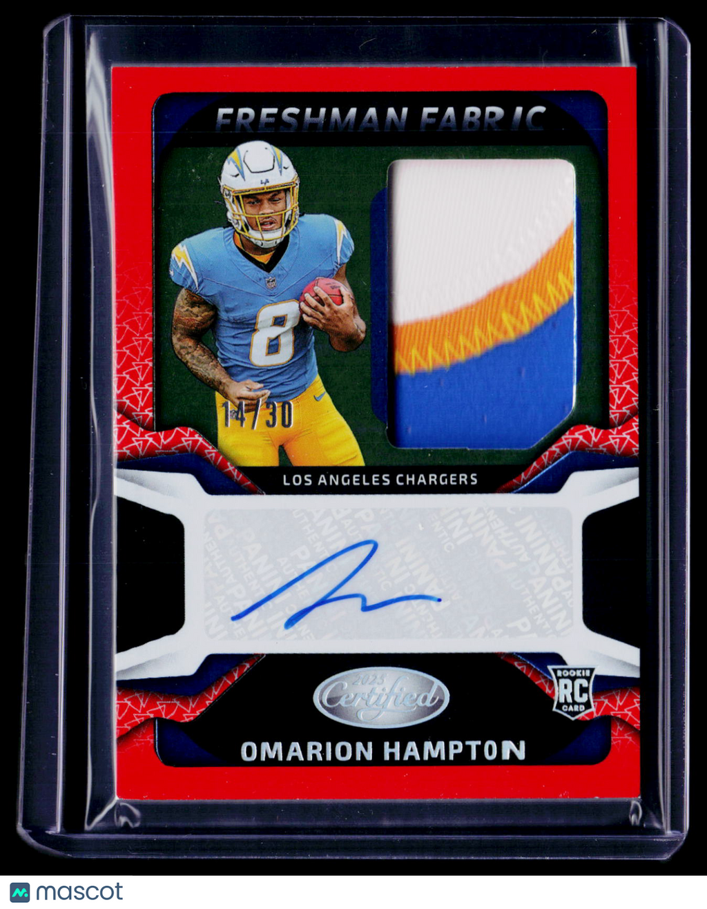 2025 Certified Omarion Hampton Orange Rookie Patch Auto RPA 14/30 RC