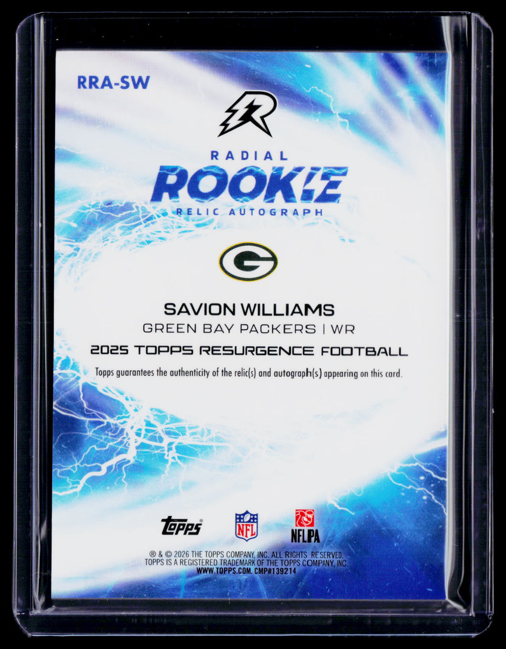 2025 Topps Resurgence Savion Williams Rookie Patch Auto RPA RC