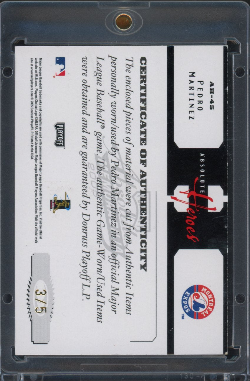 2005 Playoff Absolute Memorabilia Pedro Martinez Absolute Heroes Patch Auto 3/5