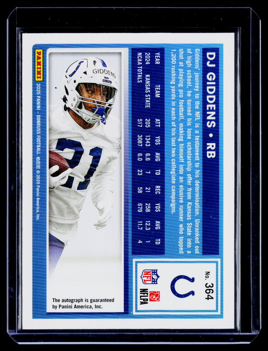 2025 Donruss DJ Giddens Rookie Auto 180/199 RC