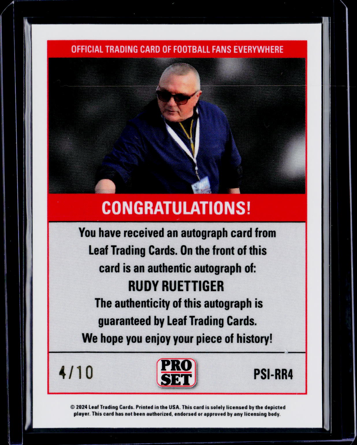 2024 Leaf Pro Set Rudy Ruettiger Orange Shimmer Auto 4/10