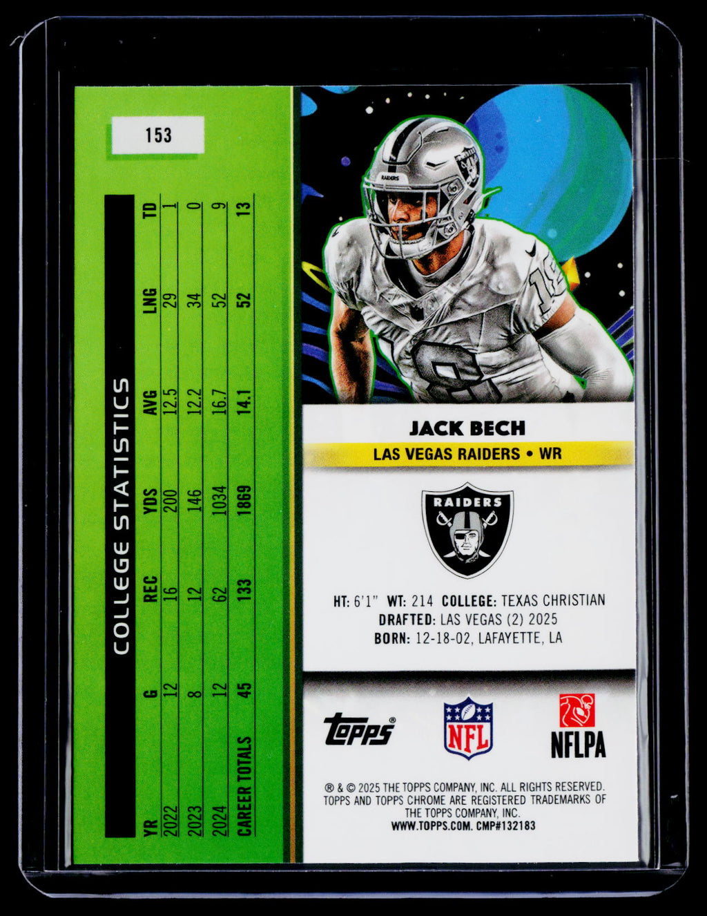 2025 Topps Chrome Cosmic Jack Bech Rookie Blue Moon 71/99 RC