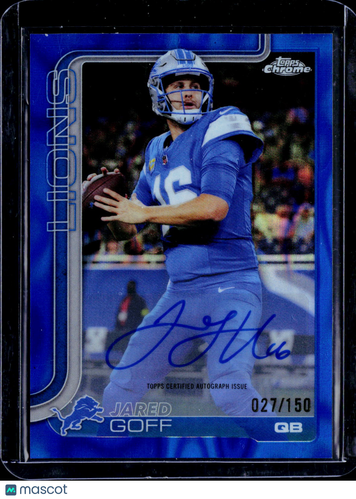 2025 Topps Chrome Jared Goff Blue Lava Auto 027/150