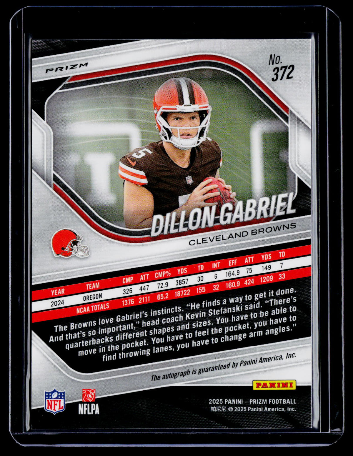2025 Prizm Dillon Gabriel Rookie Silver Prizm Auto RC
