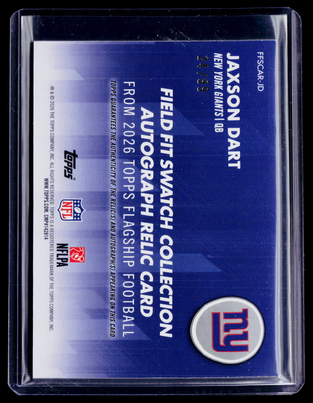 2026 Topps Flagship Jaxson Dart Patch Auto 24/99