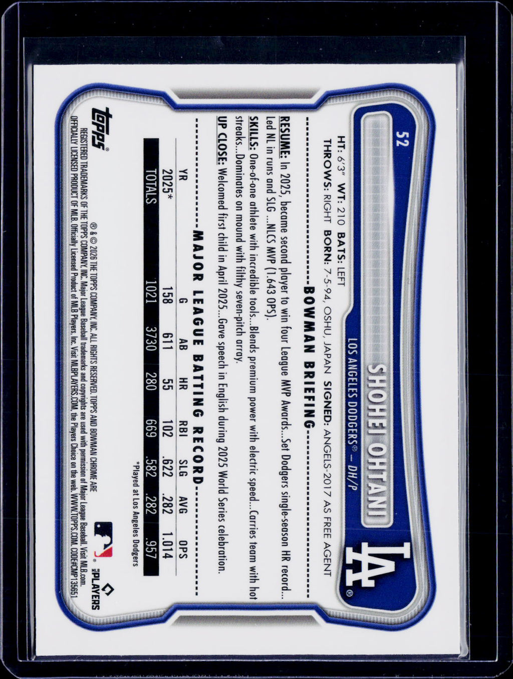 2026 Topps Bowman Chrome Shohei Ohtani Pink Mojo 288/299