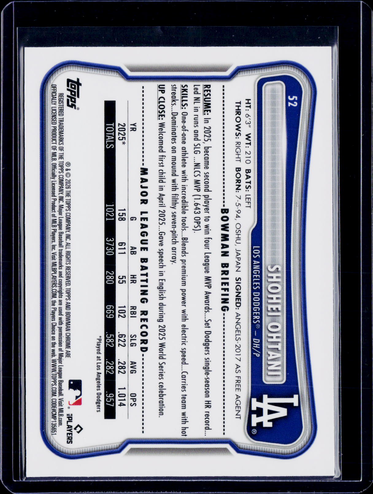 2026 Topps Bowman Chrome Shohei Ohtani Pink Mojo 288/299