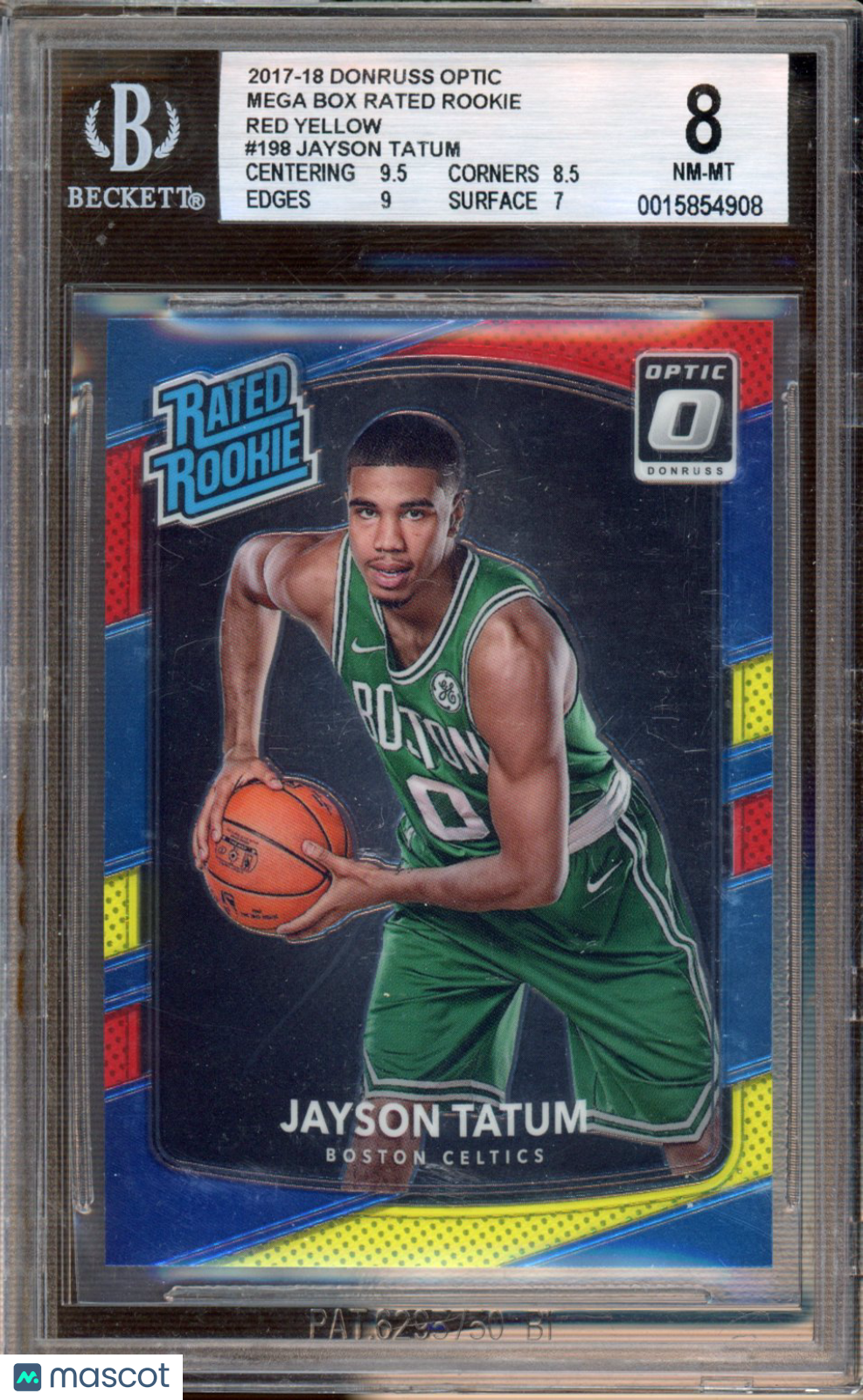 2017-18 Donruss Optic Jayson Tatum Rookie Red Yellow BGS 8 RC