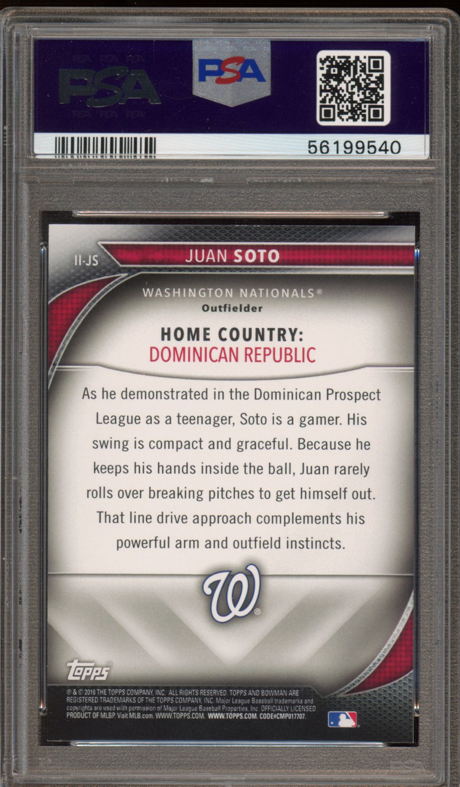 2016 Bowman Juan Soto International Ink PSA 10