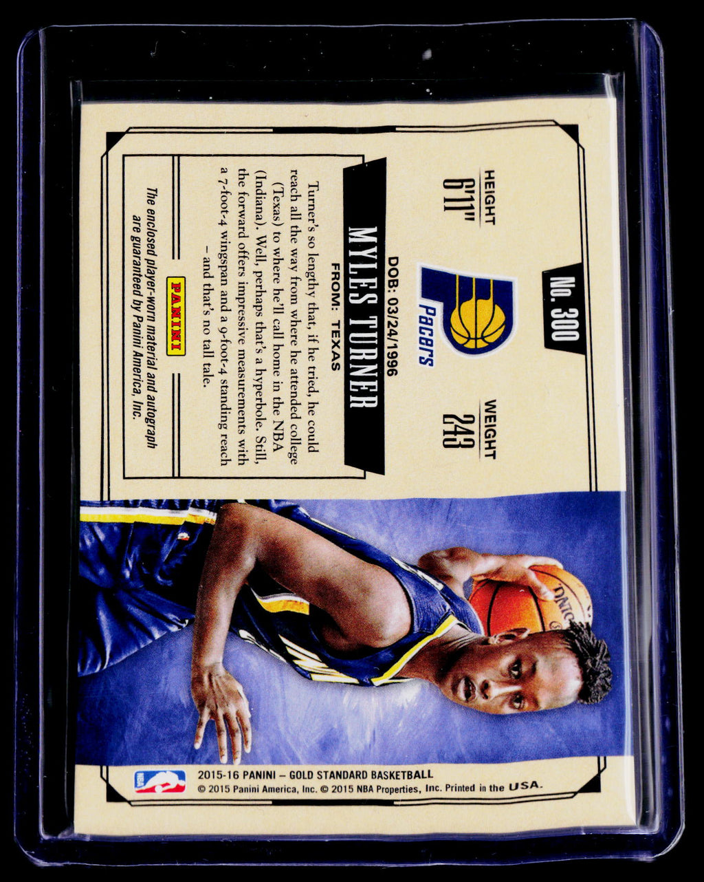 2015-16 Panini Gold Standard Myles Turner Rookie Patch Auto RPA 38/99 RC