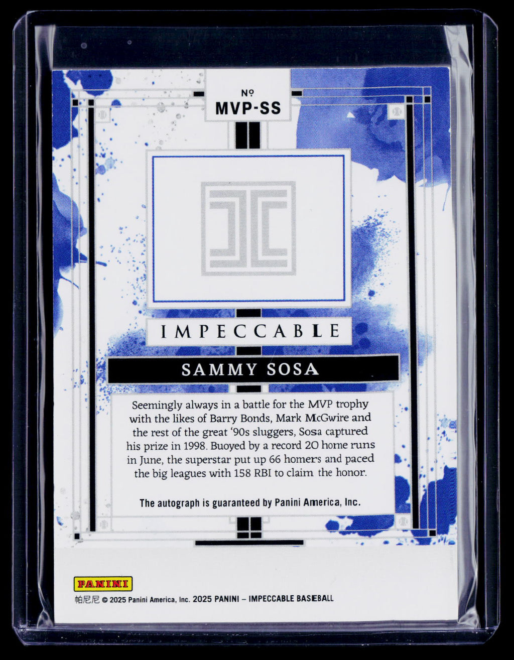 2025 Impeccable Sammy Sosa Auto 98/98